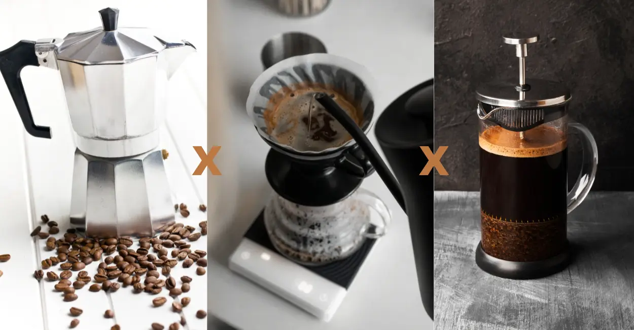 cafeteira italiana prensa francesa ou filtro tradicional
