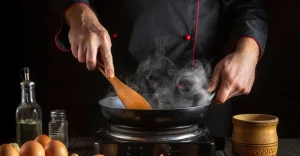 Cafe da manhã proteico e omelete de hotel